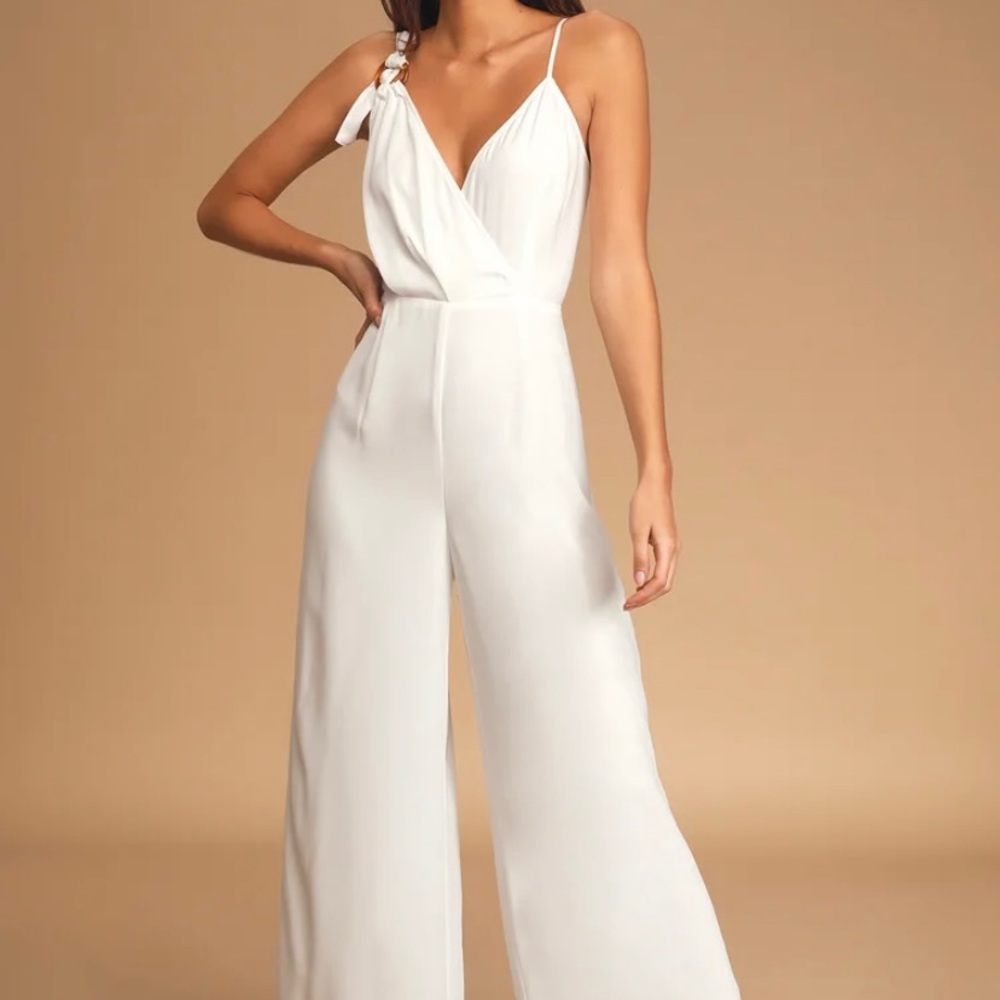 Lulus Boardwalk Breeze White Sleeveless Wide-Leg Jumpsuit